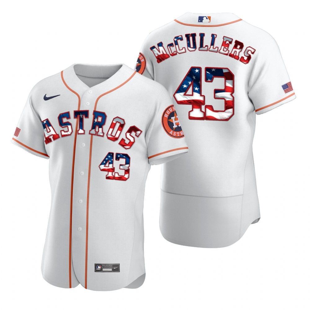 Houston Astros 43 Lance McCullers Jr. Men Nike White Fluttering USA Flag Limited Edition Authentic MLB Jersey